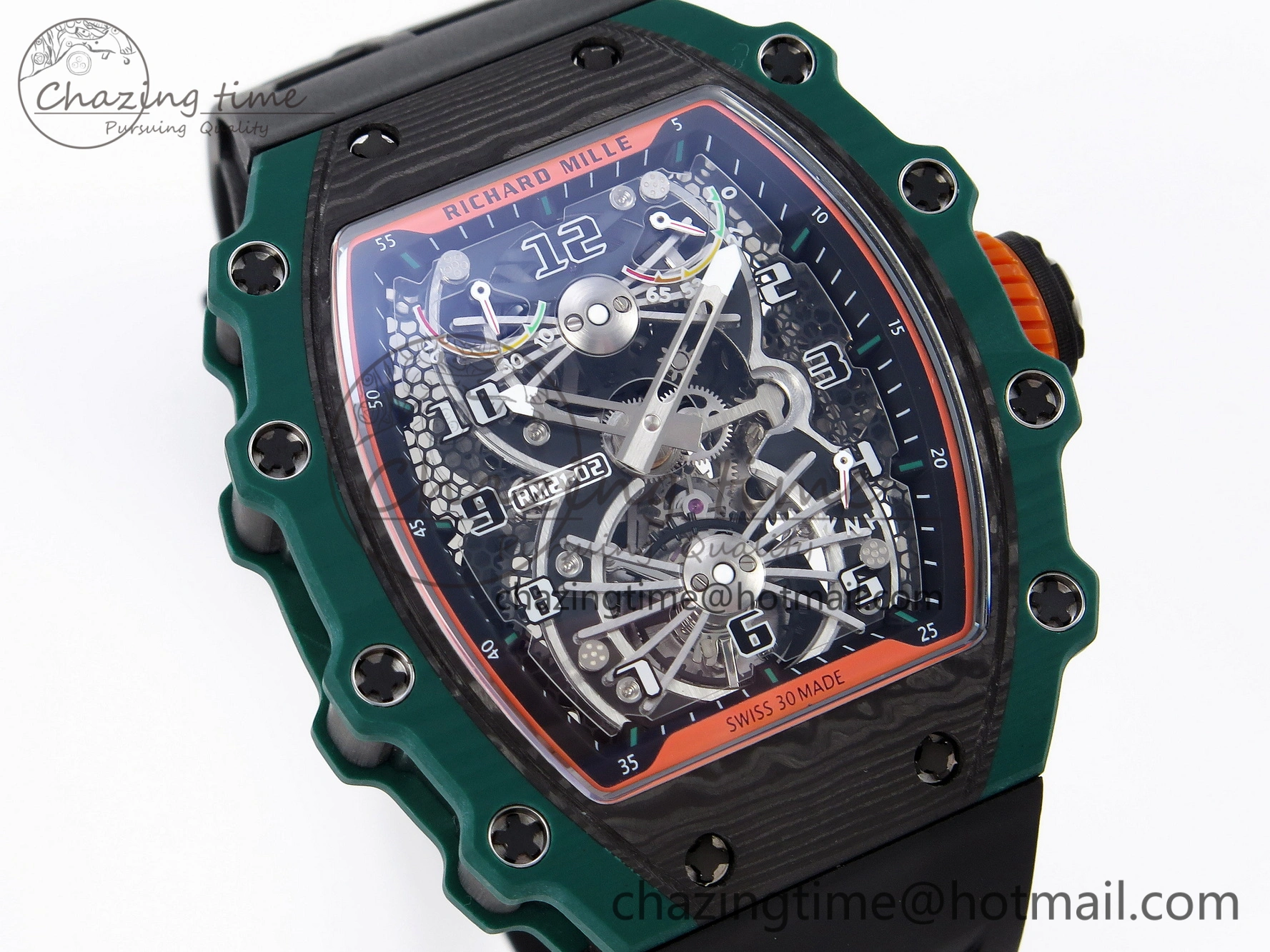 RM21-02 Tourbillon NTPT RMF Best Edition Skeleton Dial on Black Rubber Strap