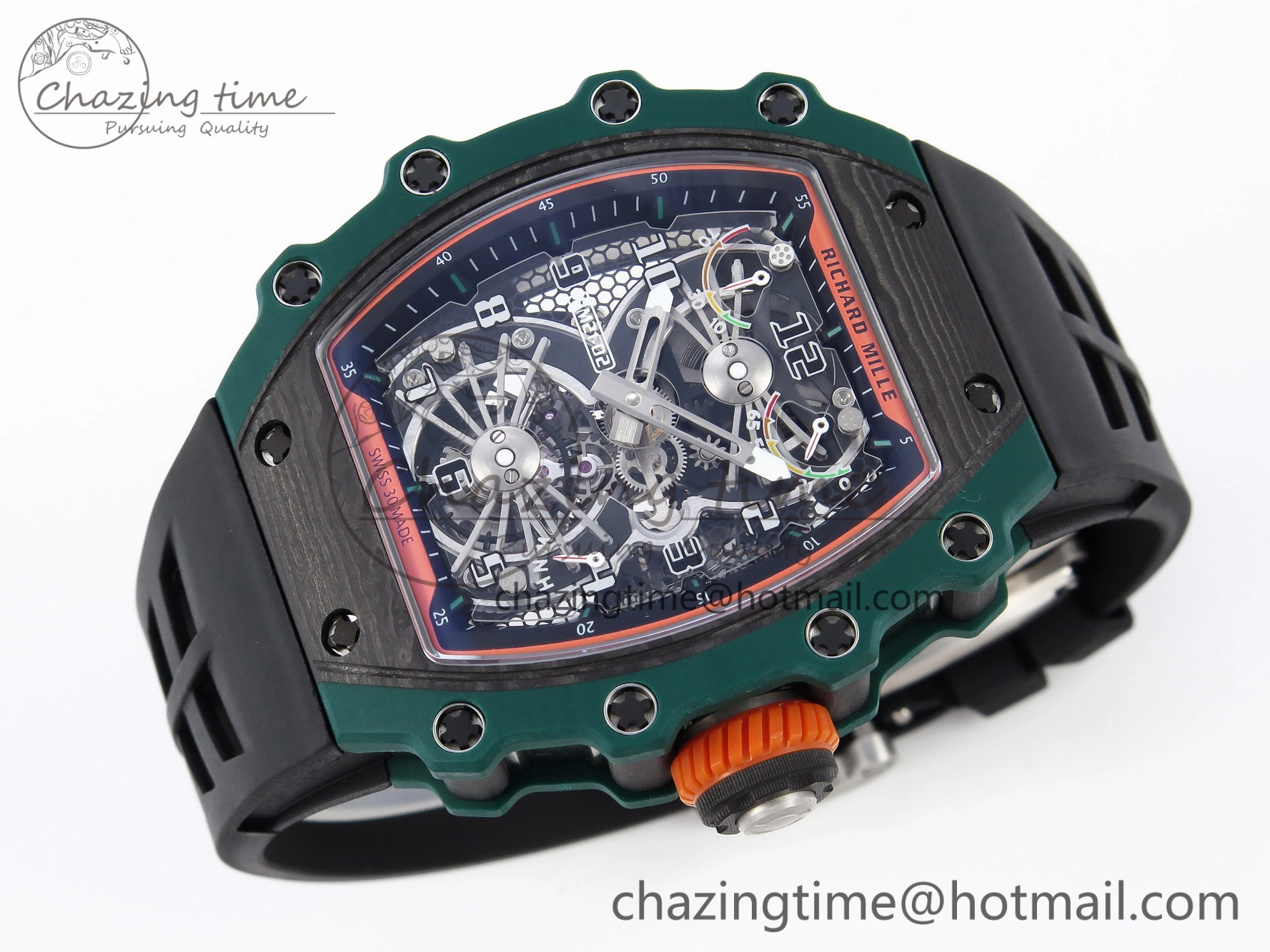 RM21-02 Tourbillon NTPT RMF Best Edition Skeleton Dial on Black Rubber Strap