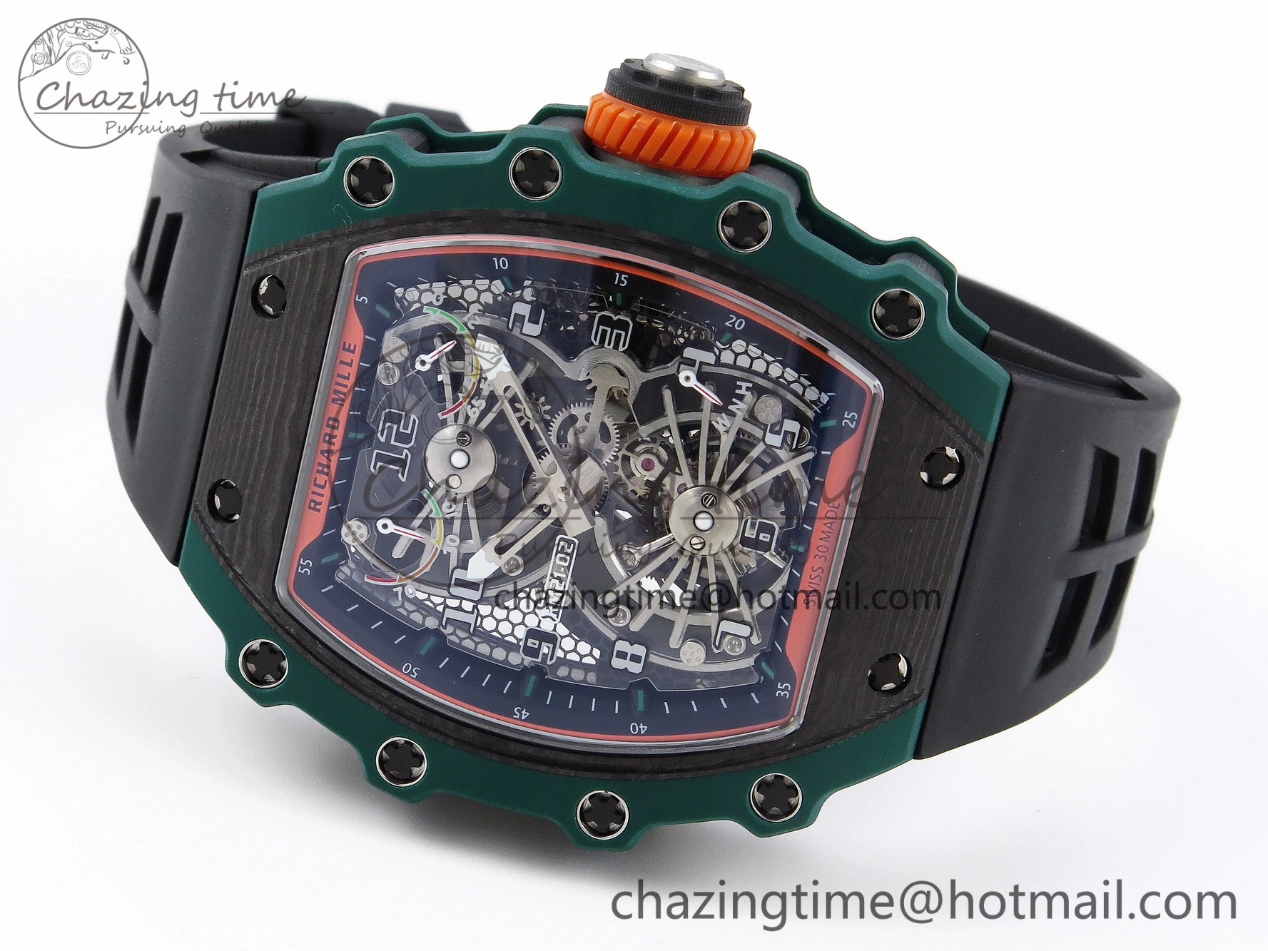 RM21-02 Tourbillon NTPT RMF Best Edition Skeleton Dial on Black Rubber Strap
