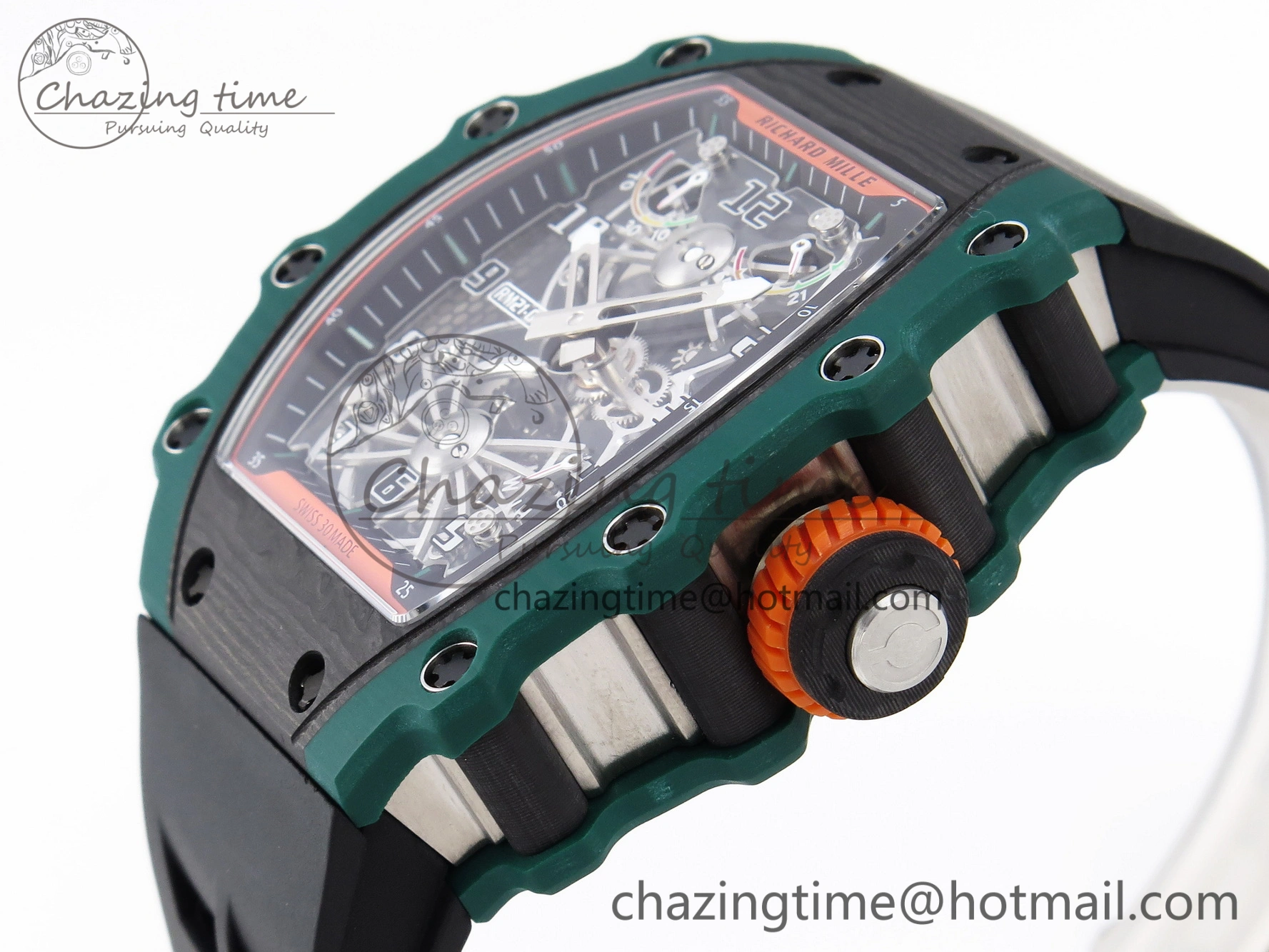 RM21-02 Tourbillon NTPT RMF Best Edition Skeleton Dial on Black Rubber Strap