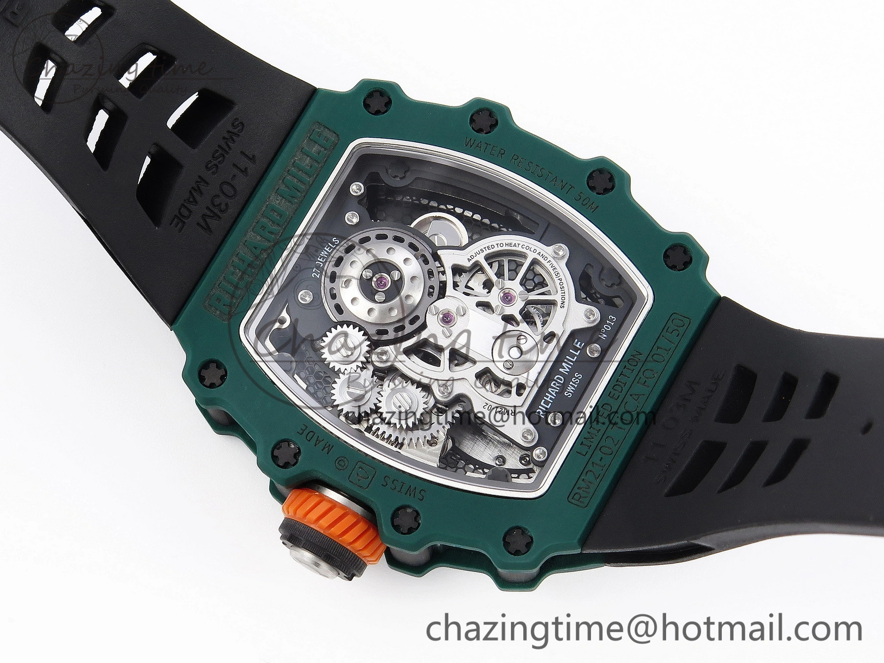 RM21-02 Tourbillon NTPT RMF Best Edition Skeleton Dial on Black Rubber Strap