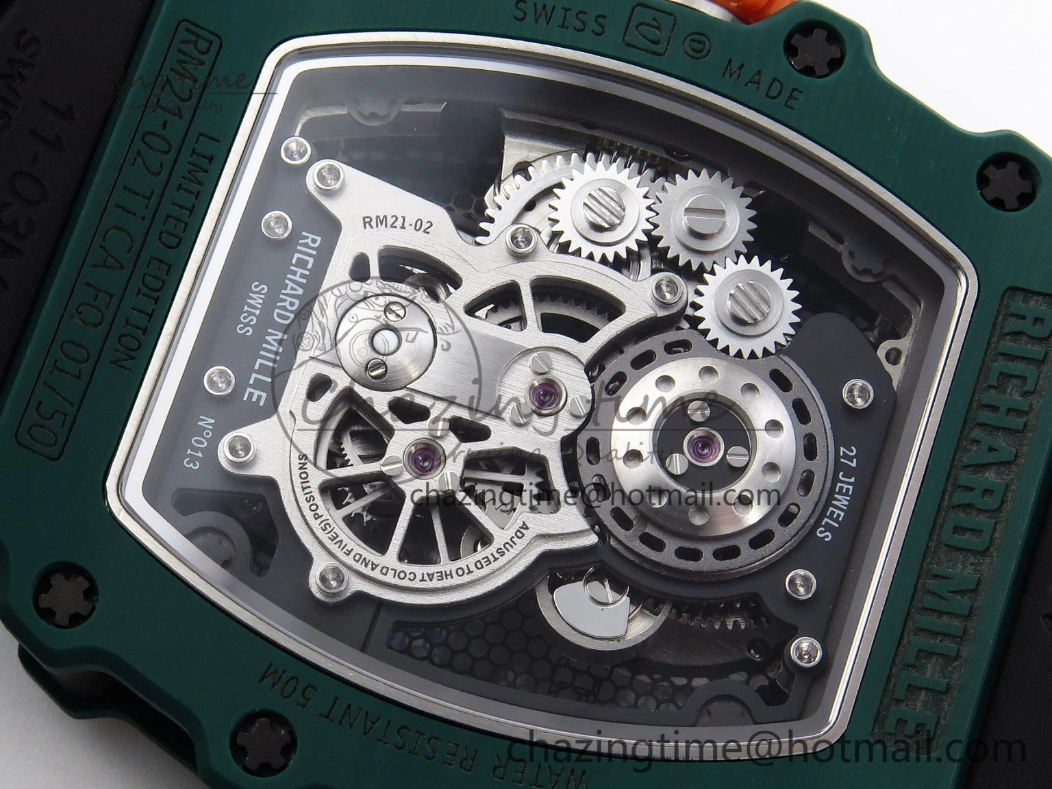 RM21-02 Tourbillon NTPT RMF Best Edition Skeleton Dial on Black Rubber Strap