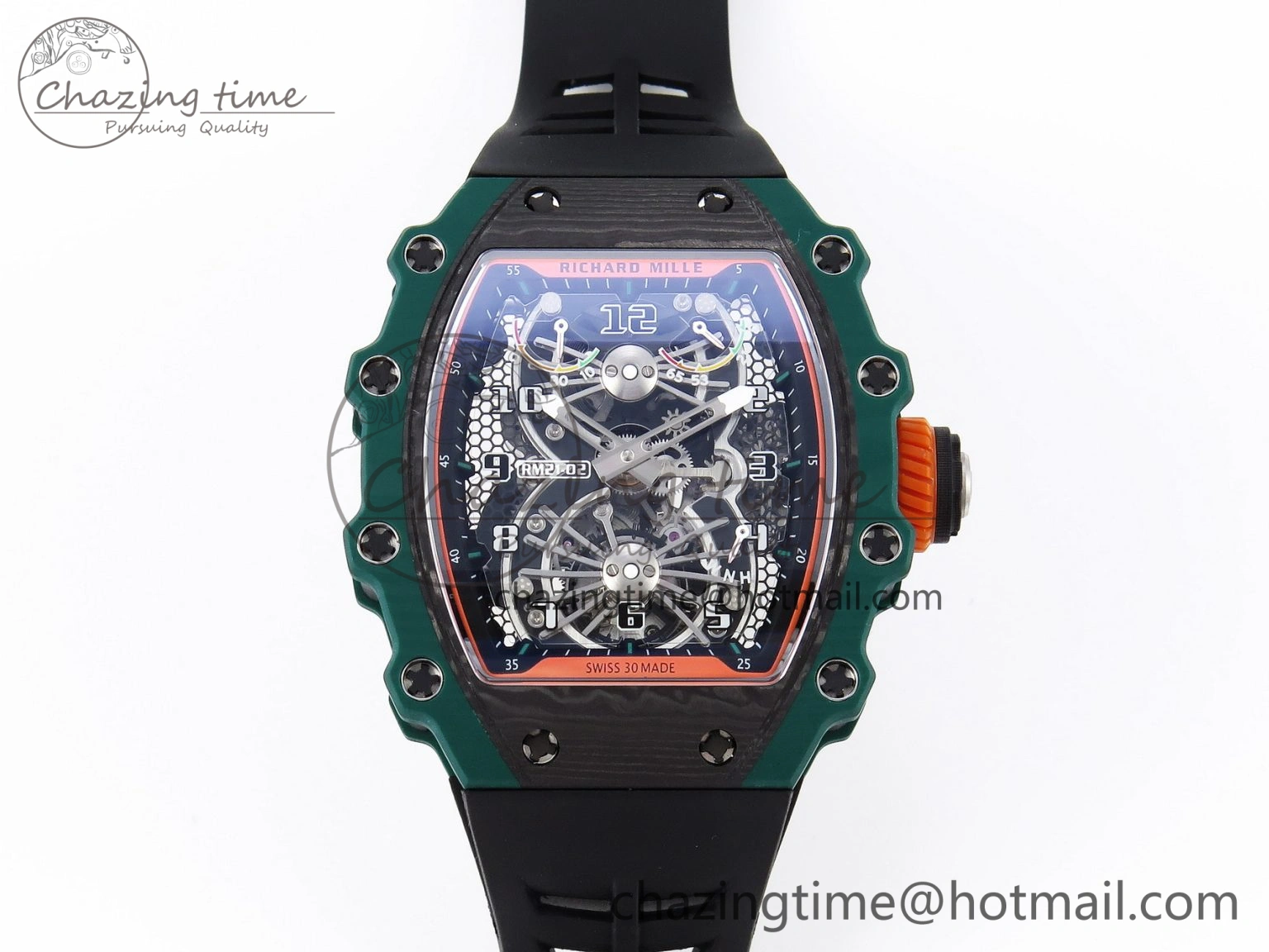 RM21-02 Tourbillon NTPT RMF Best Edition Skeleton Dial on Black Rubber Strap