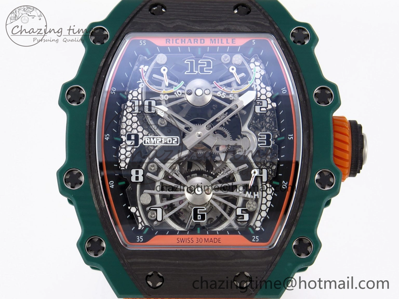 RM21-02 Tourbillon NTPT RMF Best Edition Skeleton Dial on Orange Nylon Strap
