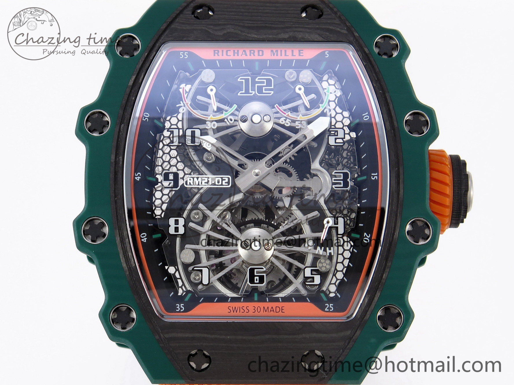 RM21-02 Tourbillon NTPT RMF Best Edition Skeleton Dial on Orange Nylon Strap