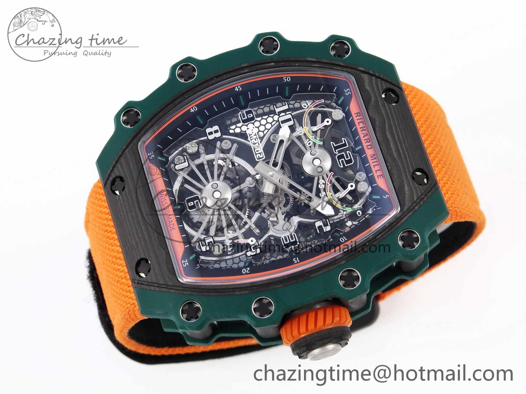 RM21-02 Tourbillon NTPT RMF Best Edition Skeleton Dial on Orange Nylon Strap