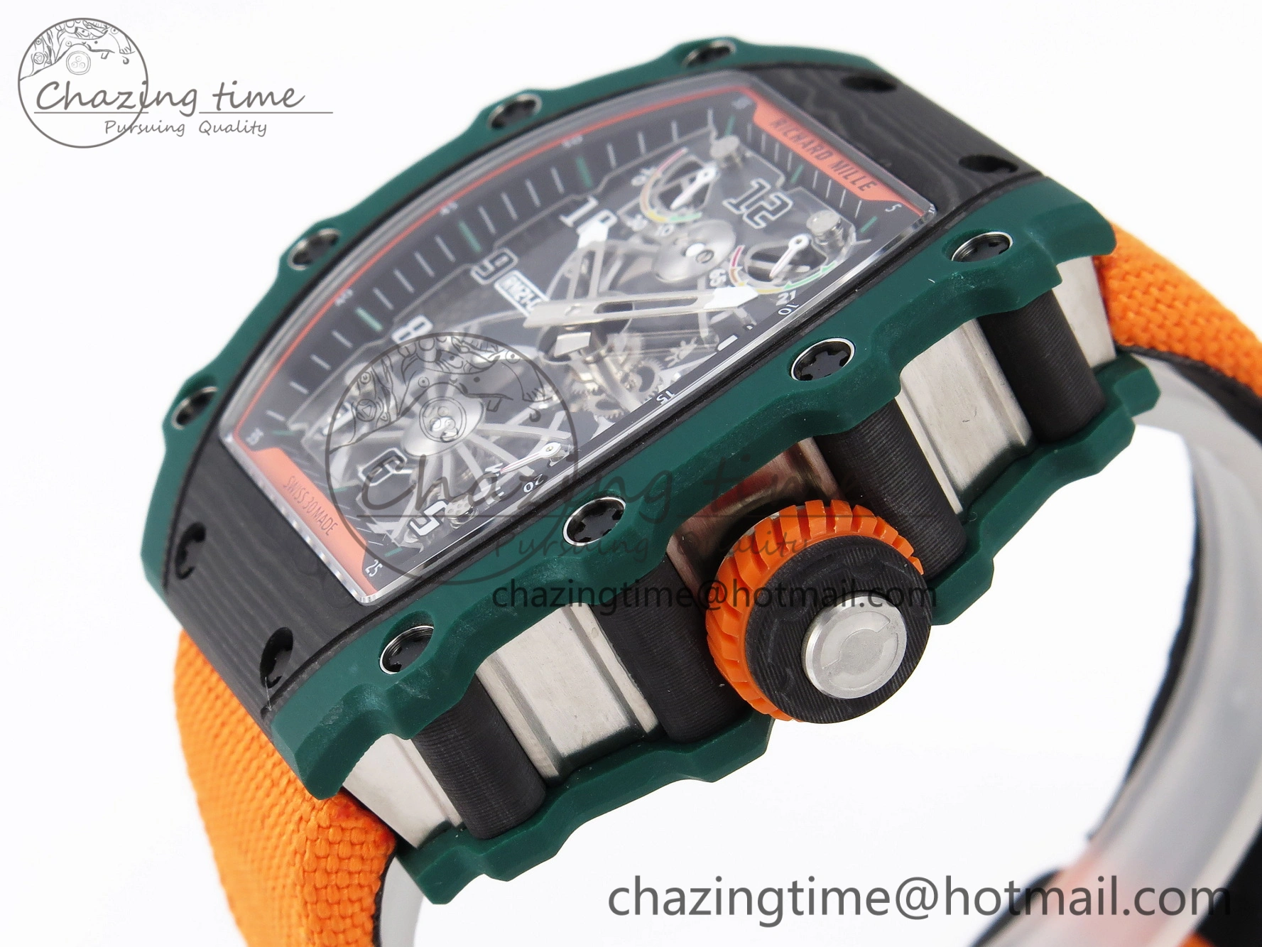 RM21-02 Tourbillon NTPT RMF Best Edition Skeleton Dial on Orange Nylon Strap