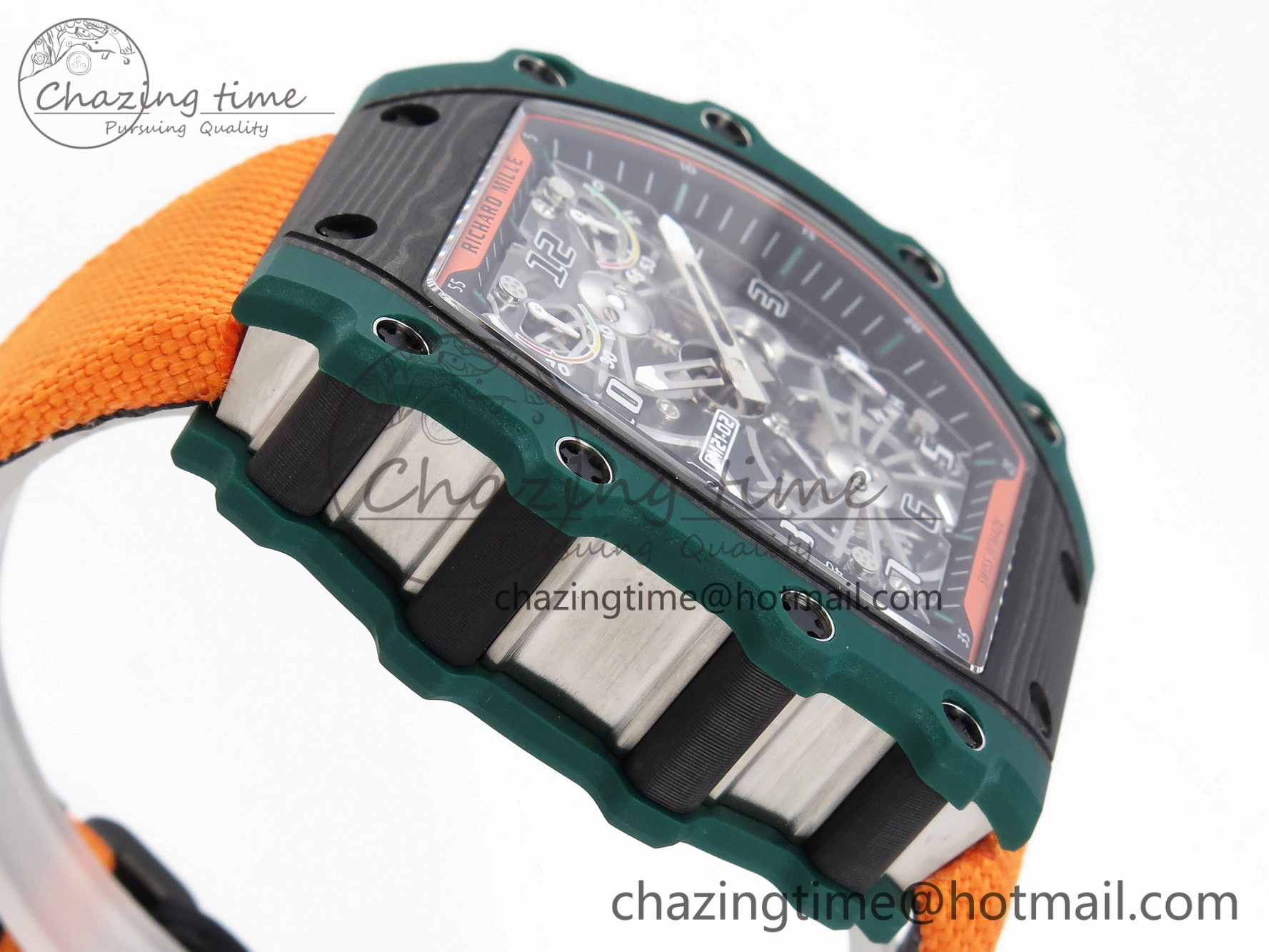 RM21-02 Tourbillon NTPT RMF Best Edition Skeleton Dial on Orange Nylon Strap