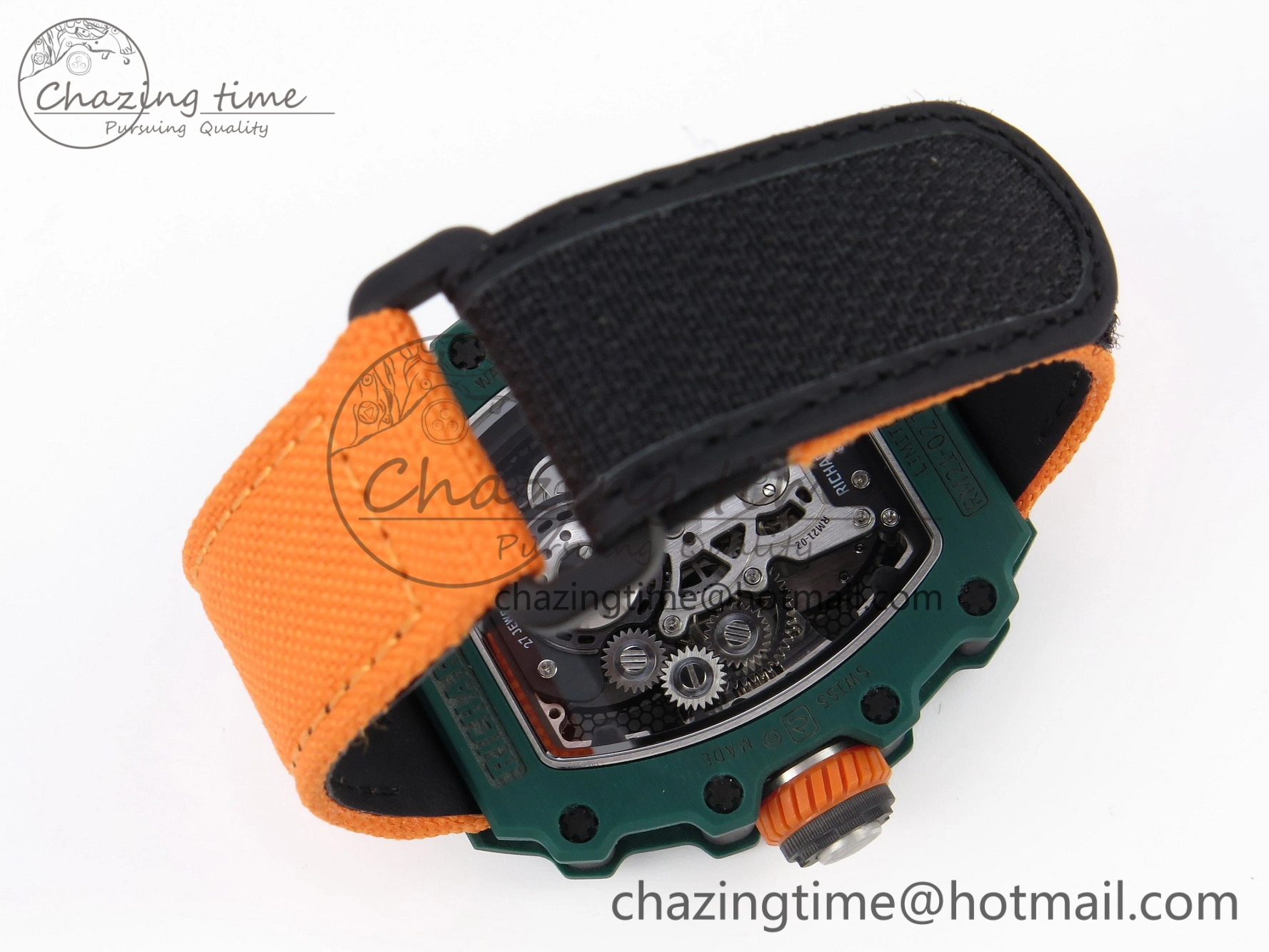 RM21-02 Tourbillon NTPT RMF Best Edition Skeleton Dial on Orange Nylon Strap