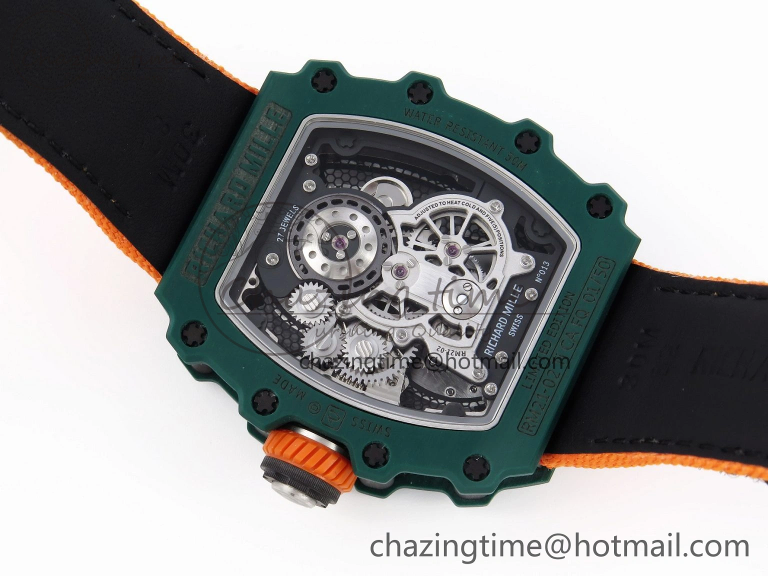 RM21-02 Tourbillon NTPT RMF Best Edition Skeleton Dial on Orange Nylon Strap