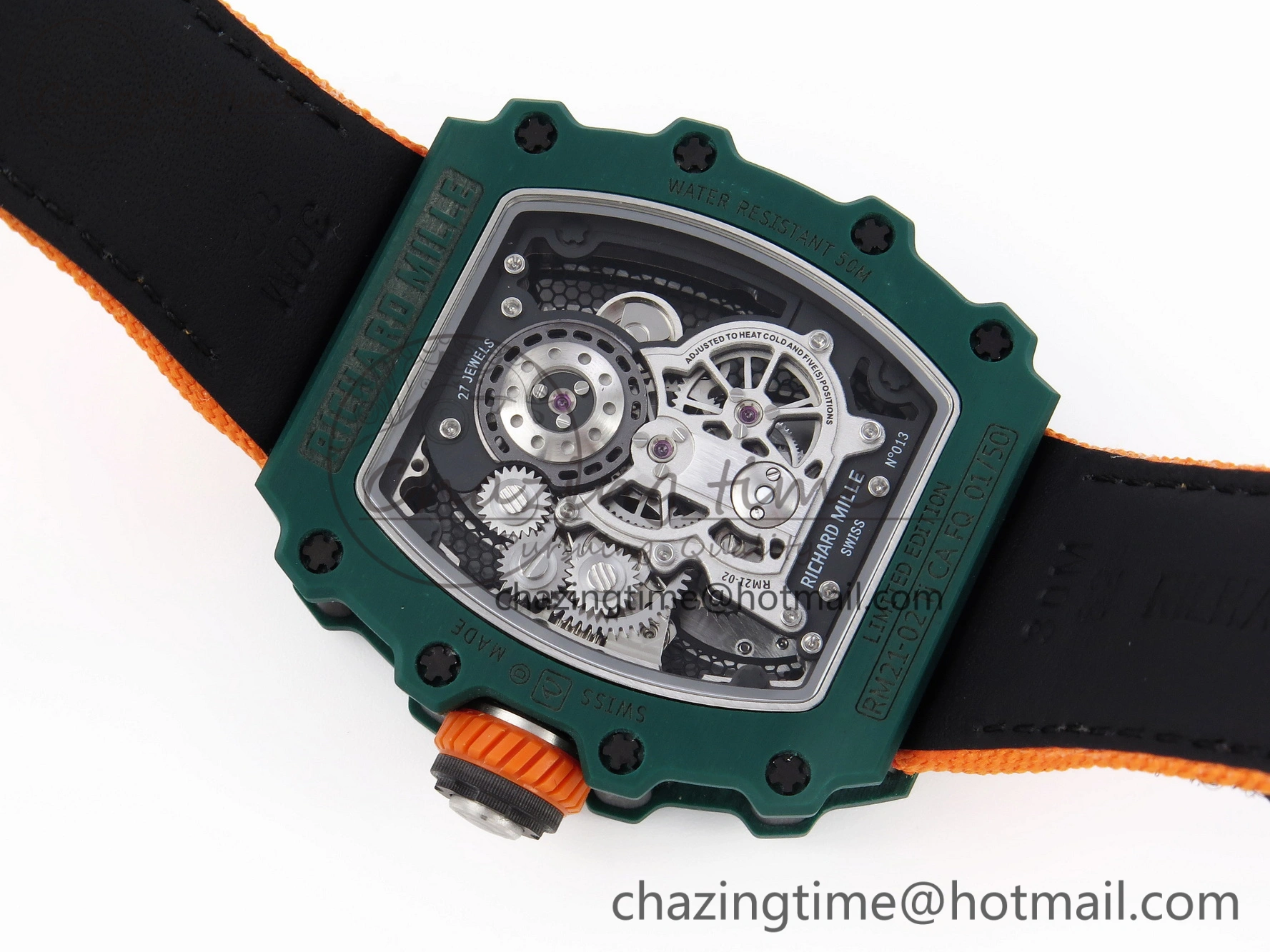RM21-02 Tourbillon NTPT RMF Best Edition Skeleton Dial on Orange Nylon Strap
