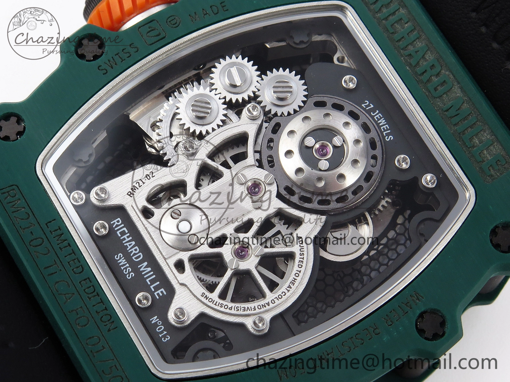RM21-02 Tourbillon NTPT RMF Best Edition Skeleton Dial on Orange Nylon Strap