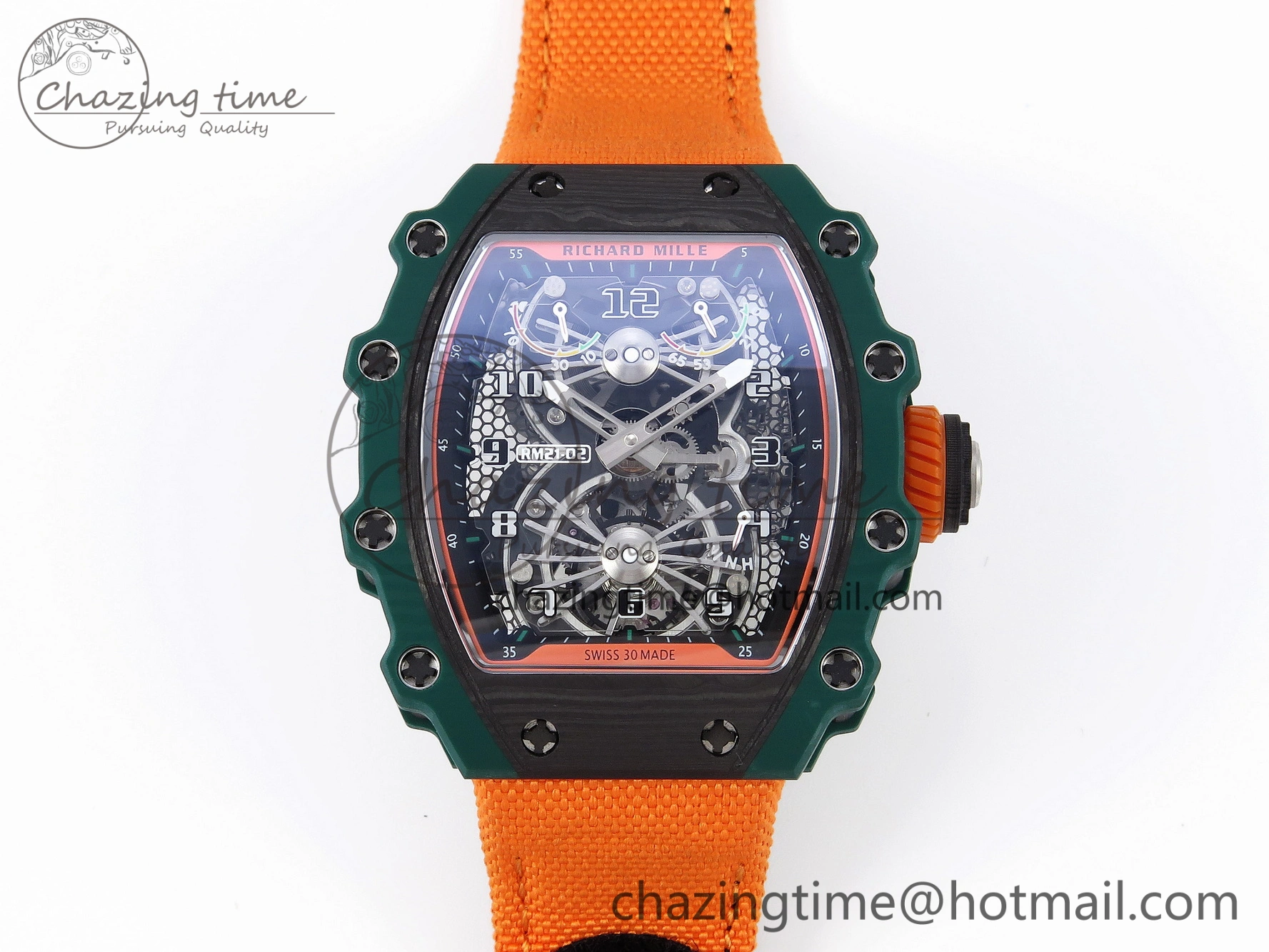 RM21-02 Tourbillon NTPT RMF Best Edition Skeleton Dial on Orange Nylon Strap
