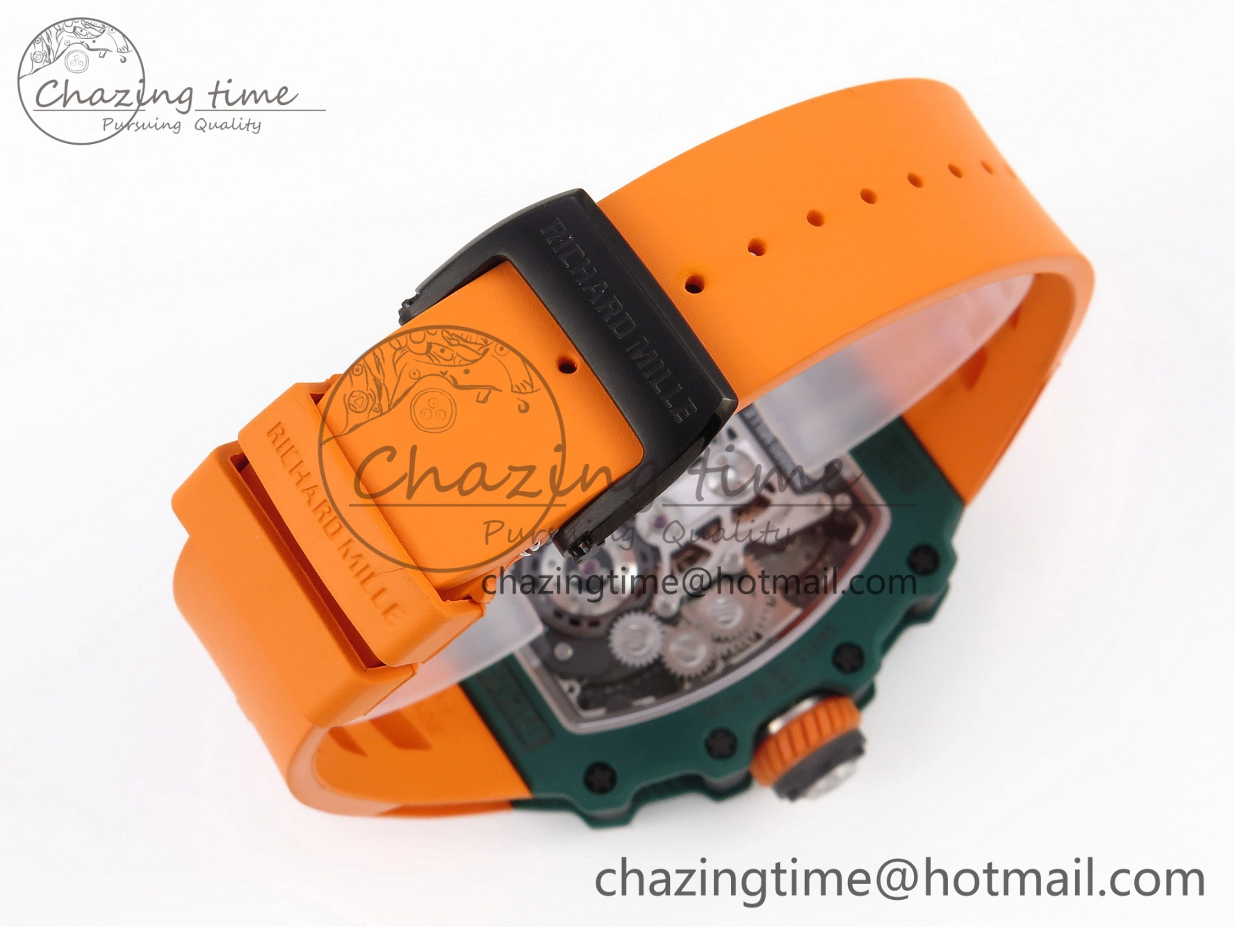 RM21-02 Tourbillon NTPT RMF Best Edition Skeleton Dial on Orange Rubber Strap