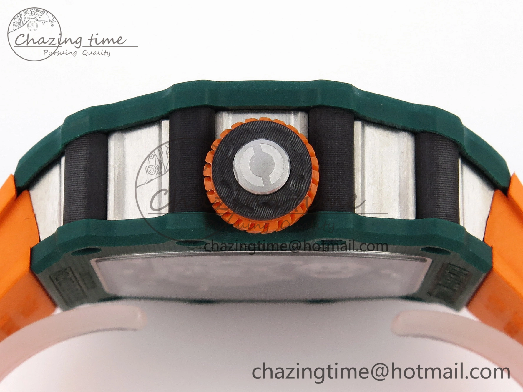 RM21-02 Tourbillon NTPT RMF Best Edition Skeleton Dial on Orange Rubber Strap