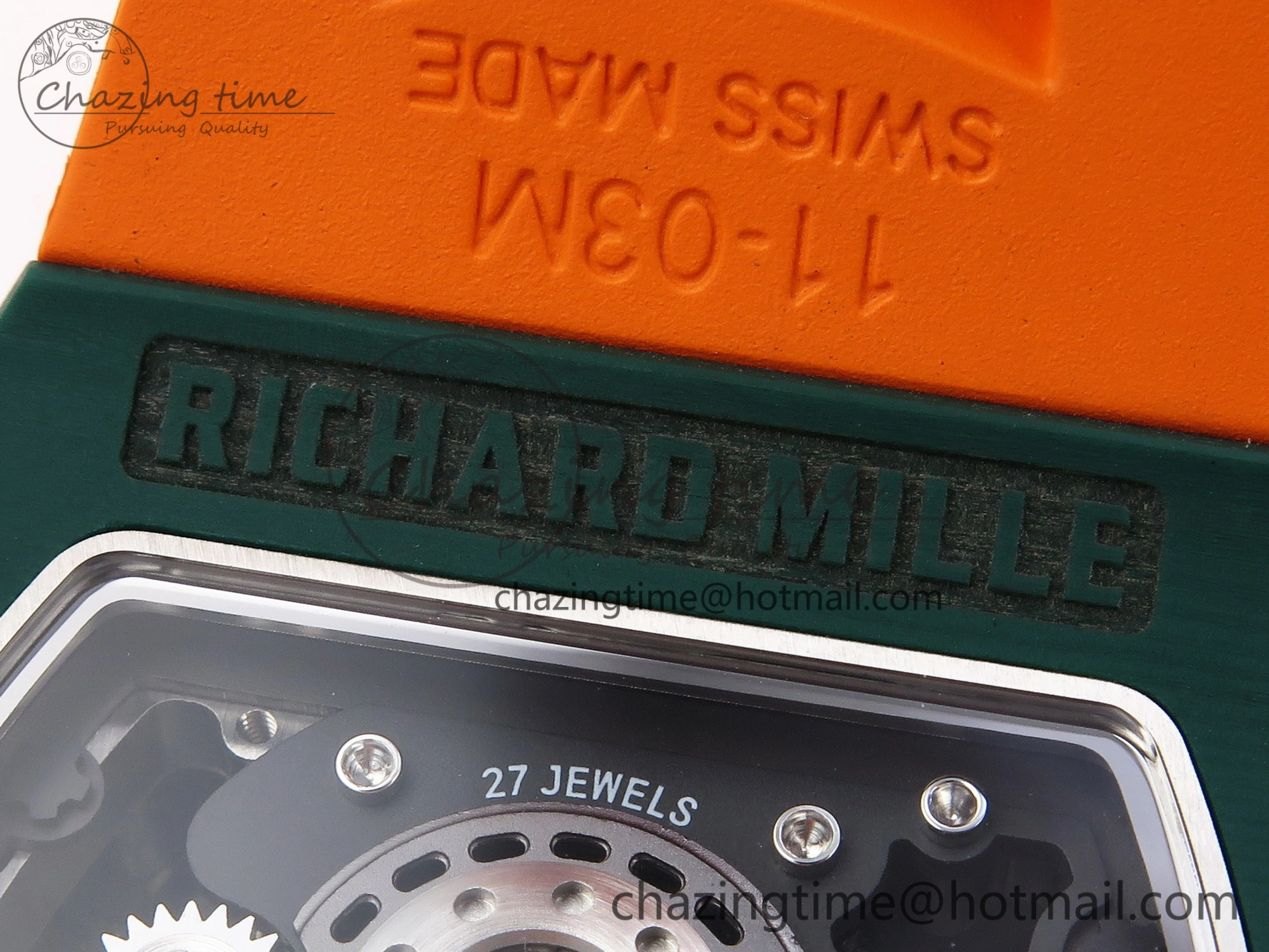RM21-02 Tourbillon NTPT RMF Best Edition Skeleton Dial on Orange Rubber Strap