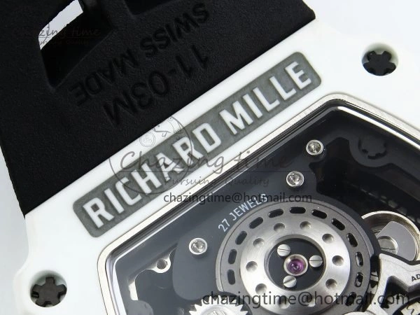 RM21-02 Tourbillon White Quartz Fiber Black Carbon RMF Best Edition on Black Rubber Strap