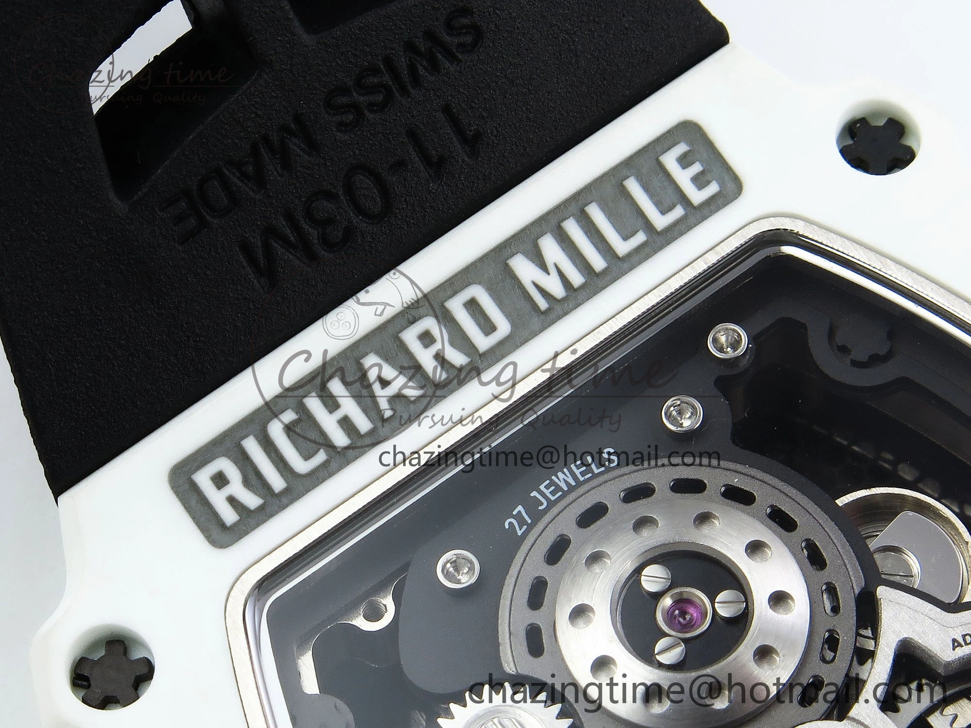 RM21-02 Tourbillon White Quartz Fiber Black Carbon RMF Best Edition on Black Rubber Strap