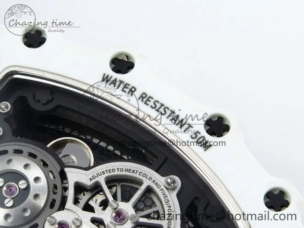 RM21-02 Tourbillon White Quartz Fiber Black Carbon RMF Best Edition on Black Rubber Strap