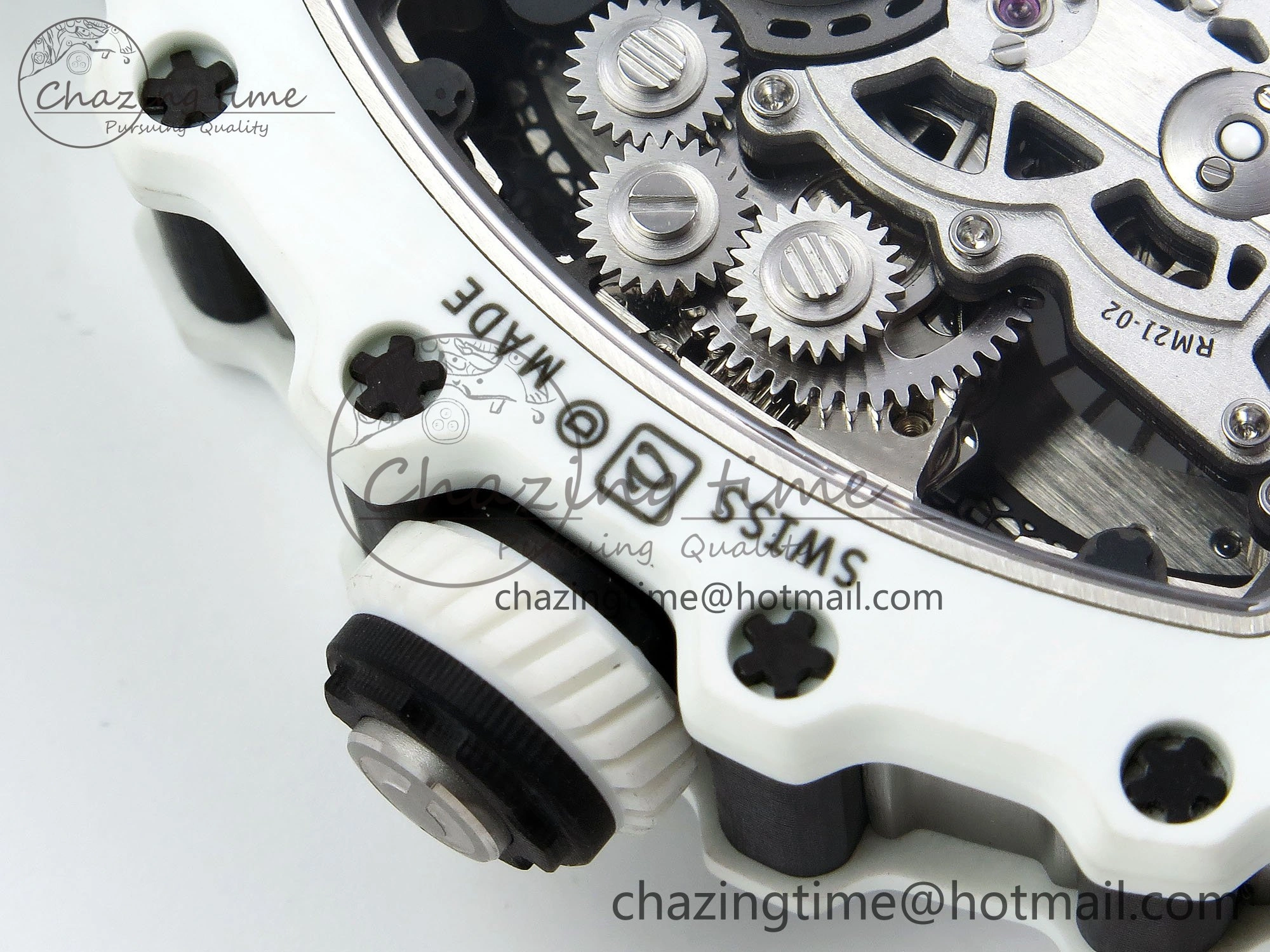 RM21-02 Tourbillon White Quartz Fiber Black Carbon RMF Best Edition on Black Rubber Strap