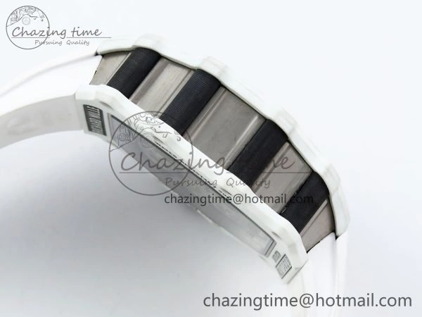 RM21-02 Tourbillon White Quartz Fiber Black Carbon RMF Best Edition on White Rubber Strap