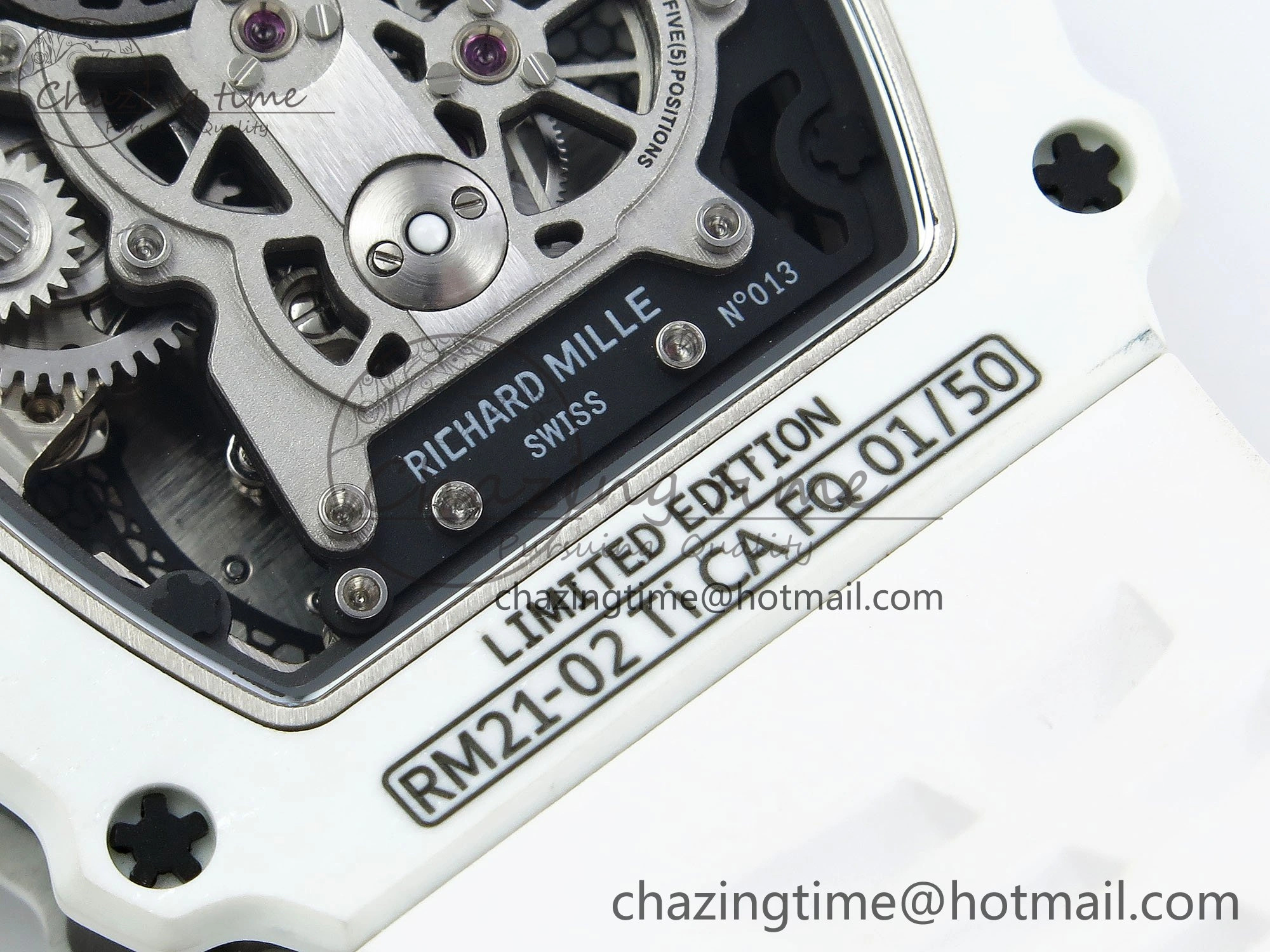 RM21-02 Tourbillon White Quartz Fiber Black Carbon RMF Best Edition on White Rubber Strap
