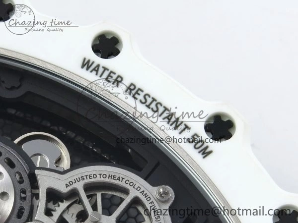 RM21-02 Tourbillon White Quartz Fiber Black Carbon RMF Best Edition on White Rubber Strap