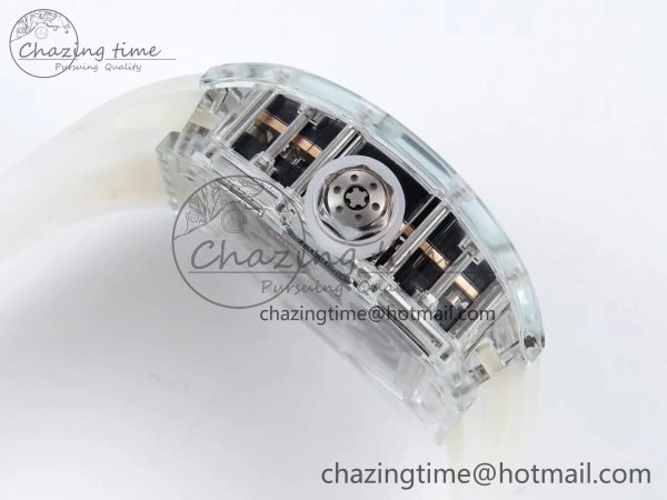 RM51 Transparent Tourbillon RMF Best Edition RG Tiger Dragon Dial on Transparent Rubber Strap