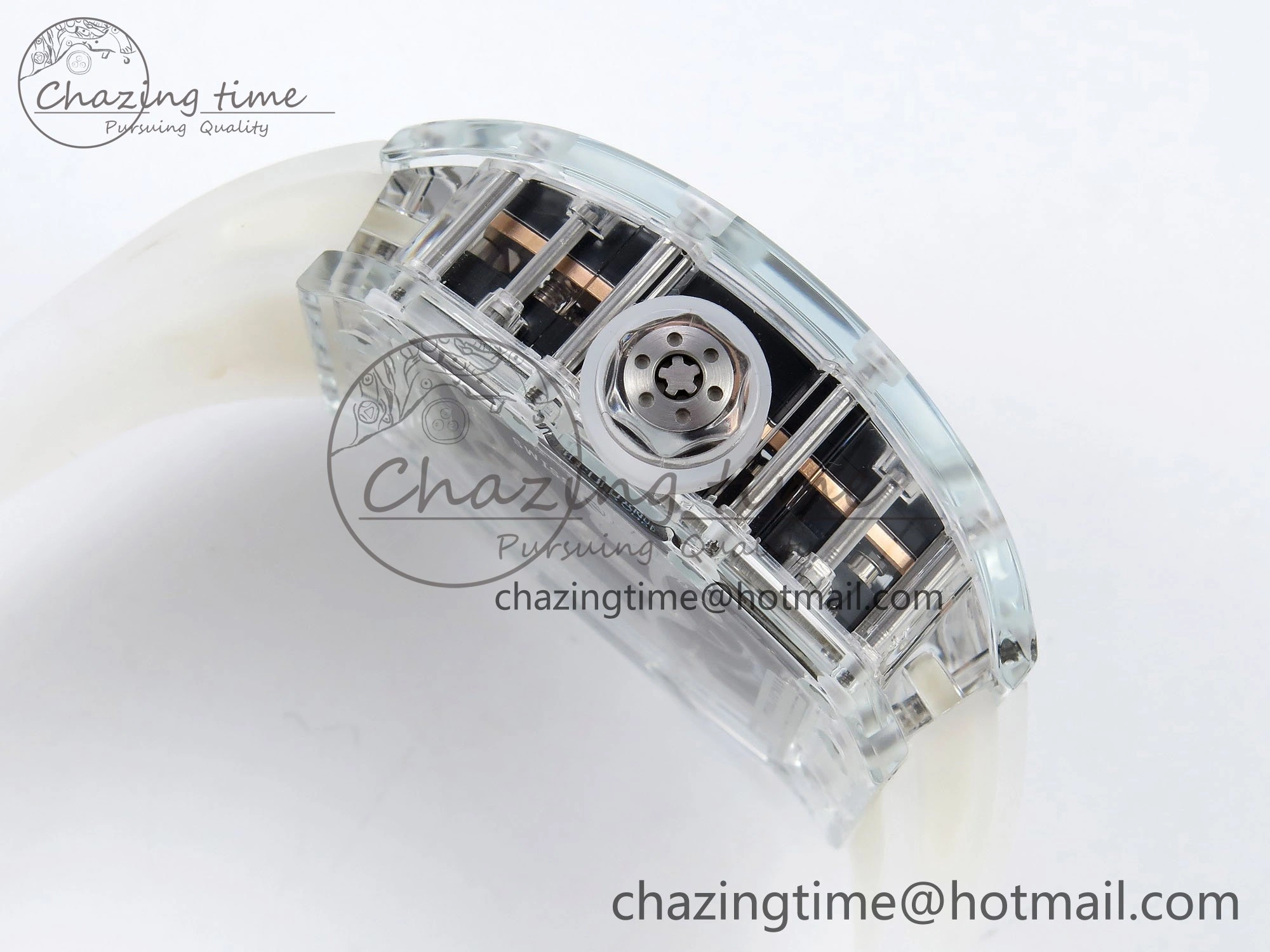 RM51 Transparent Tourbillon RMF Best Edition RG Tiger Dragon Dial on Transparent Rubber Strap