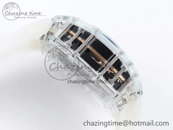 RM51 Transparent Tourbillon RMF Best Edition RG Tiger Dragon Dial on Transparent Rubber Strap