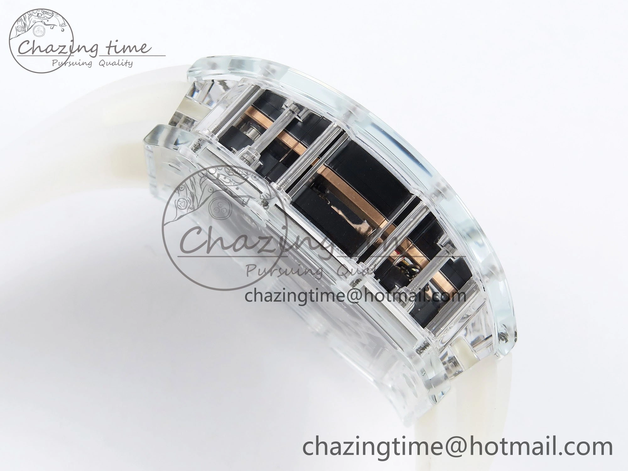 RM51 Transparent Tourbillon RMF Best Edition RG Tiger Dragon Dial on Transparent Rubber Strap