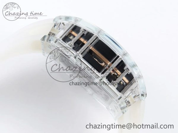 RM51 Transparent Tourbillon RMF Best Edition RG Tiger Dragon Dial on Transparent Rubber Strap