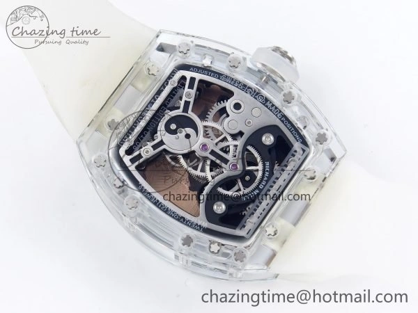 RM51 Transparent Tourbillon RMF Best Edition RG Tiger Dragon Dial on Transparent Rubber Strap