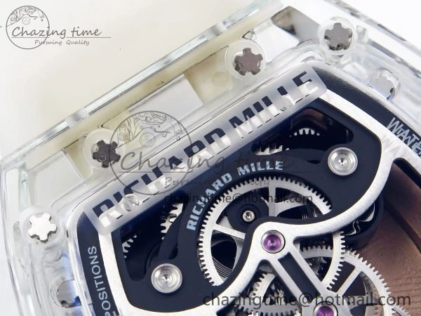 RM51 Transparent Tourbillon RMF Best Edition RG Tiger Dragon Dial on Transparent Rubber Strap