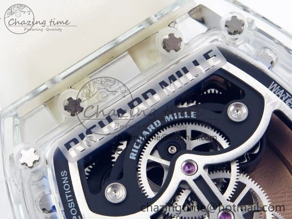 RM51 Transparent Tourbillon RMF Best Edition RG Tiger Dragon Dial on Transparent Rubber Strap