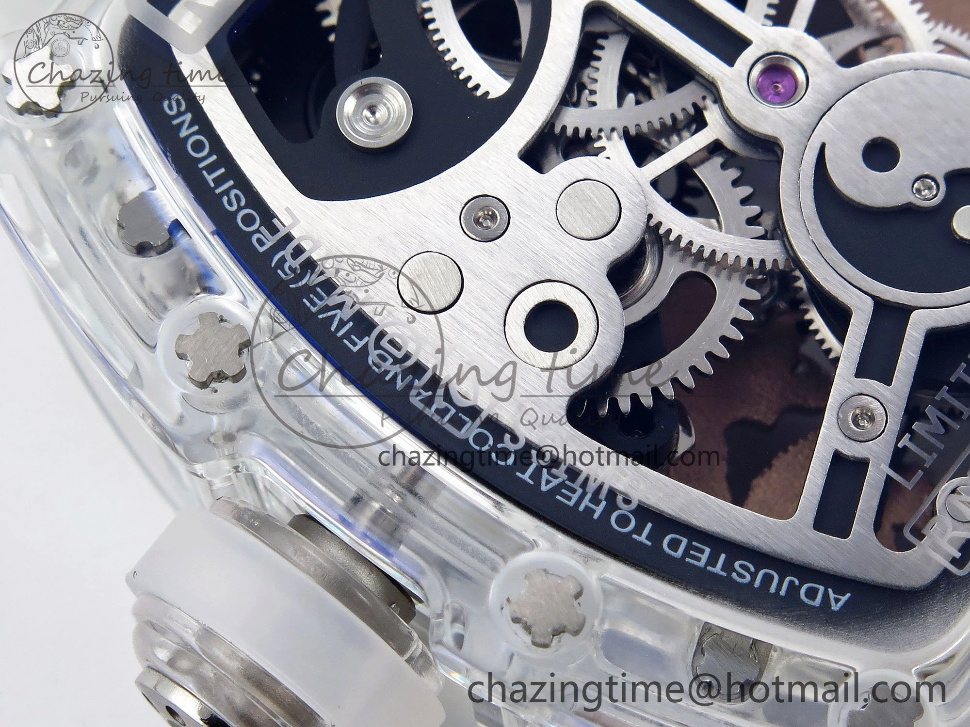 RM51 Transparent Tourbillon RMF Best Edition RG Tiger Dragon Dial on Transparent Rubber Strap