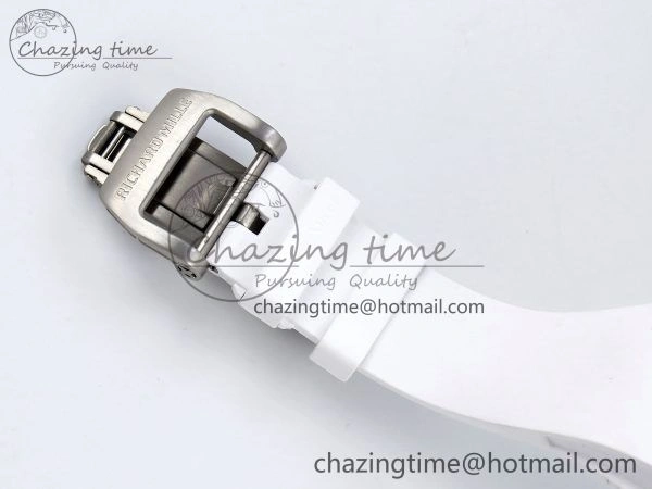 RM51 Transparent Tourbillon RMF Best Edition RG Tiger Dragon Dial on White Rubber Strap