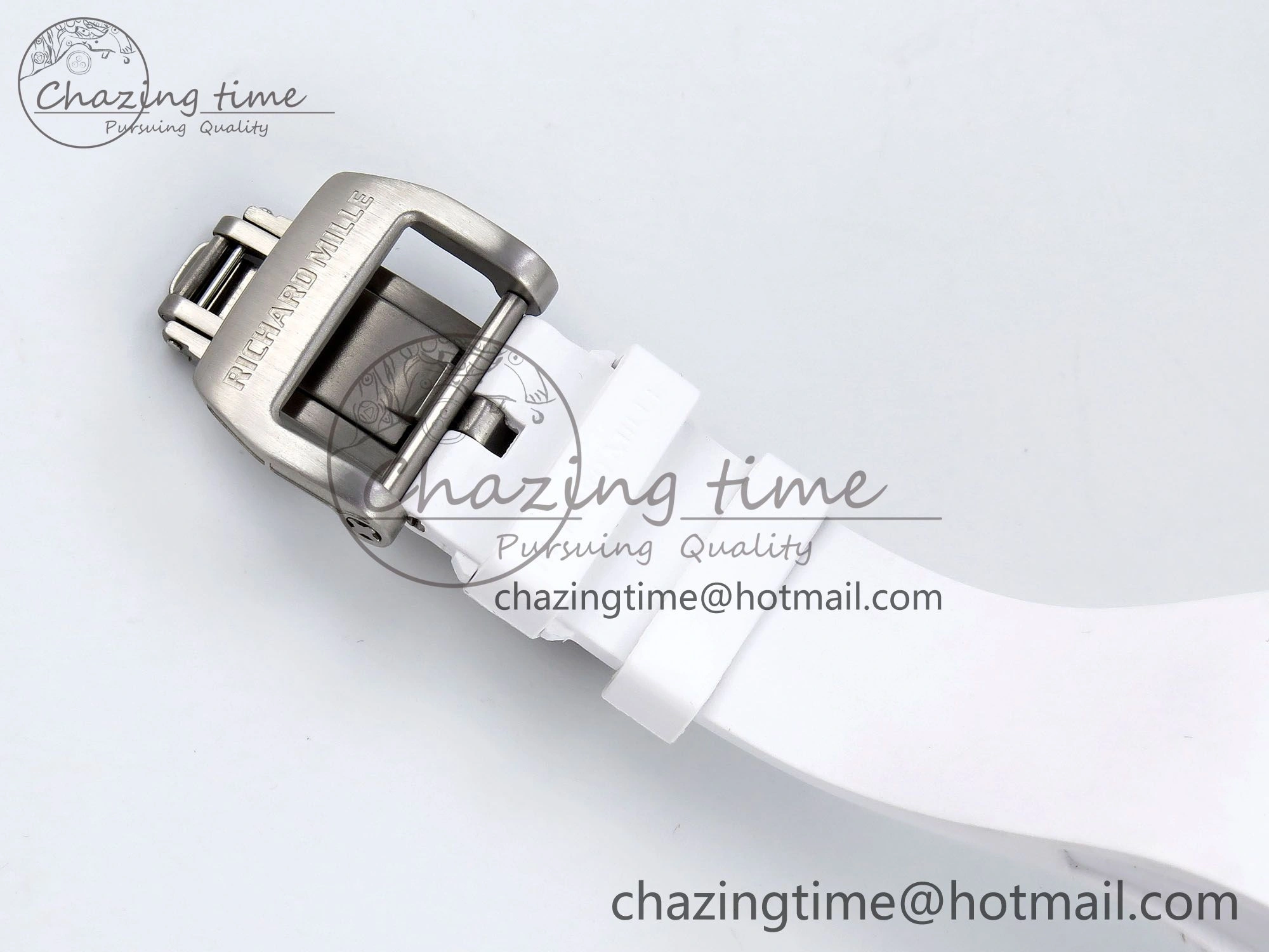 RM51 Transparent Tourbillon RMF Best Edition RG Tiger Dragon Dial on White Rubber Strap