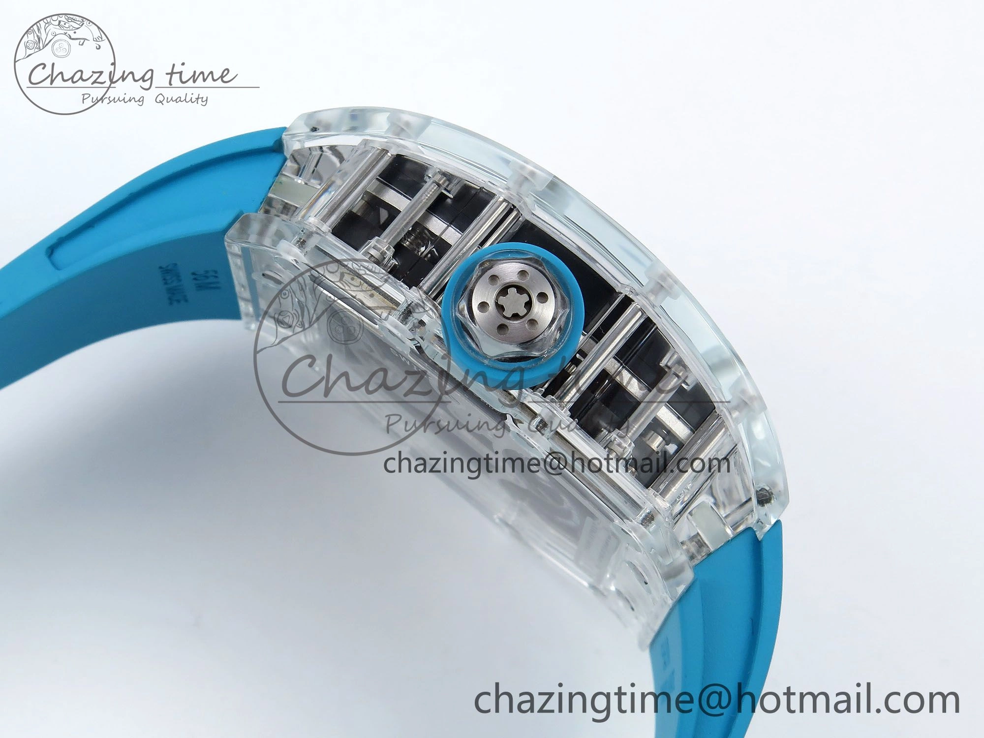 RM51 Transparent Tourbillon RMF Best Edition Tiger Dragon Dial on Blue Rubber Strap