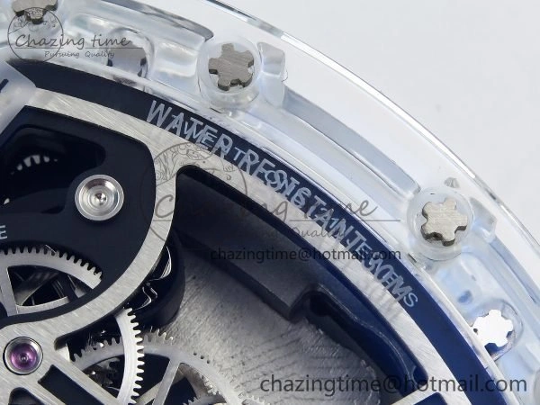 RM51 Transparent Tourbillon RMF Best Edition Tiger Dragon Dial on Blue Rubber Strap