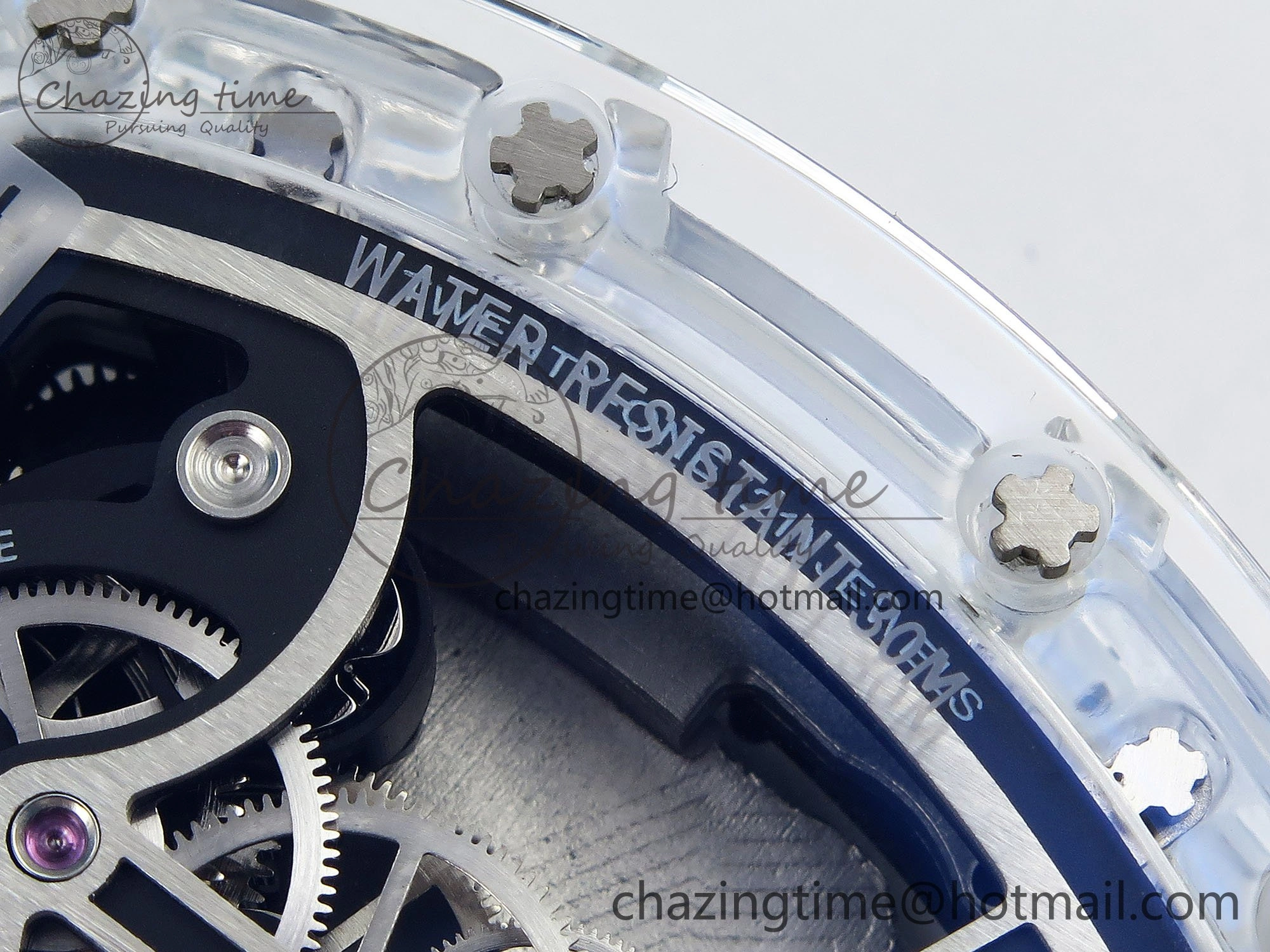 RM51 Transparent Tourbillon RMF Best Edition Tiger Dragon Dial on Blue Rubber Strap