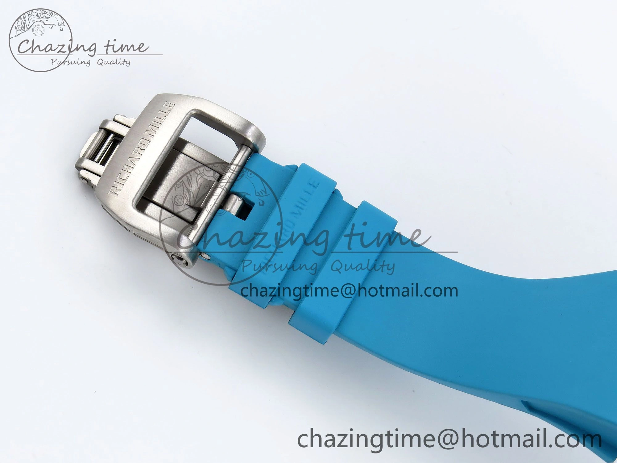 RM51 Transparent Tourbillon RMF Best Edition Tiger Dragon Dial on Blue Rubber Strap