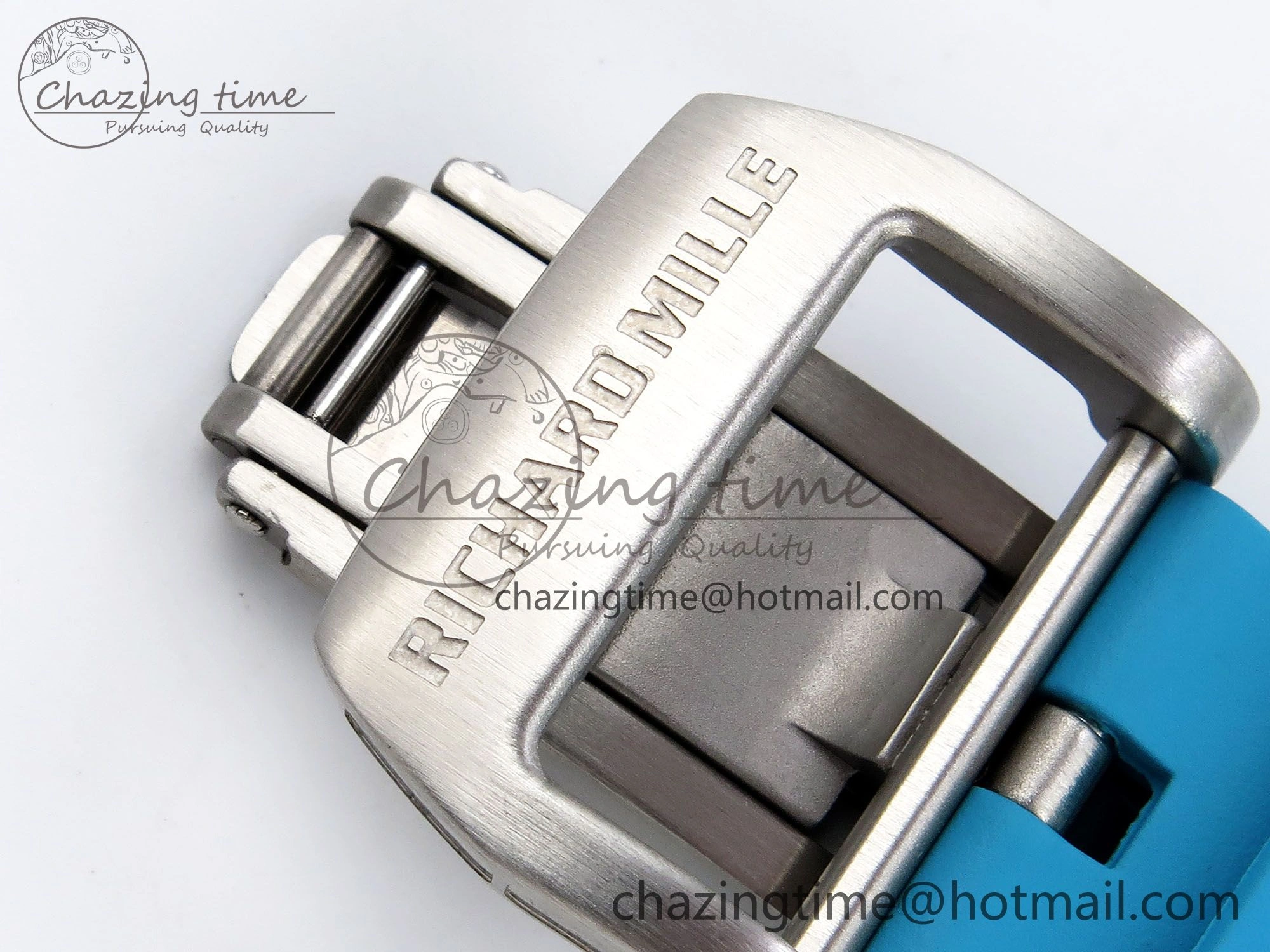RM51 Transparent Tourbillon RMF Best Edition Tiger Dragon Dial on Blue Rubber Strap