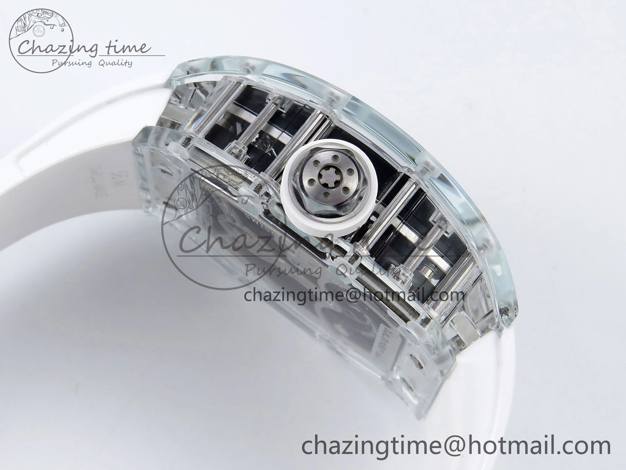 RM51 Transparent Tourbillon RMF Best Edition Tiger Dragon Dial on White Rubber Strap