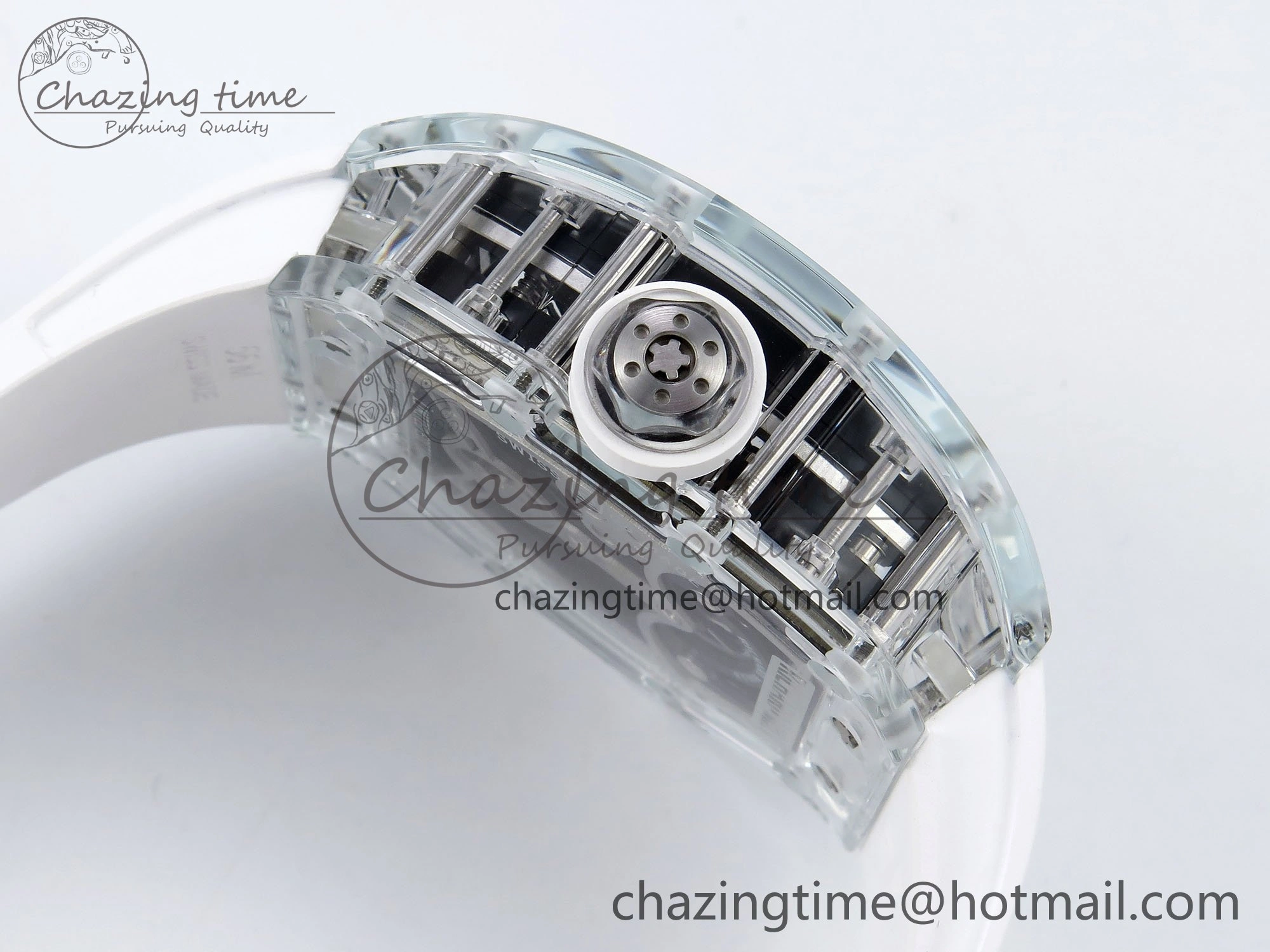 RM51 Transparent Tourbillon RMF Best Edition Tiger Dragon Dial on White Rubber Strap