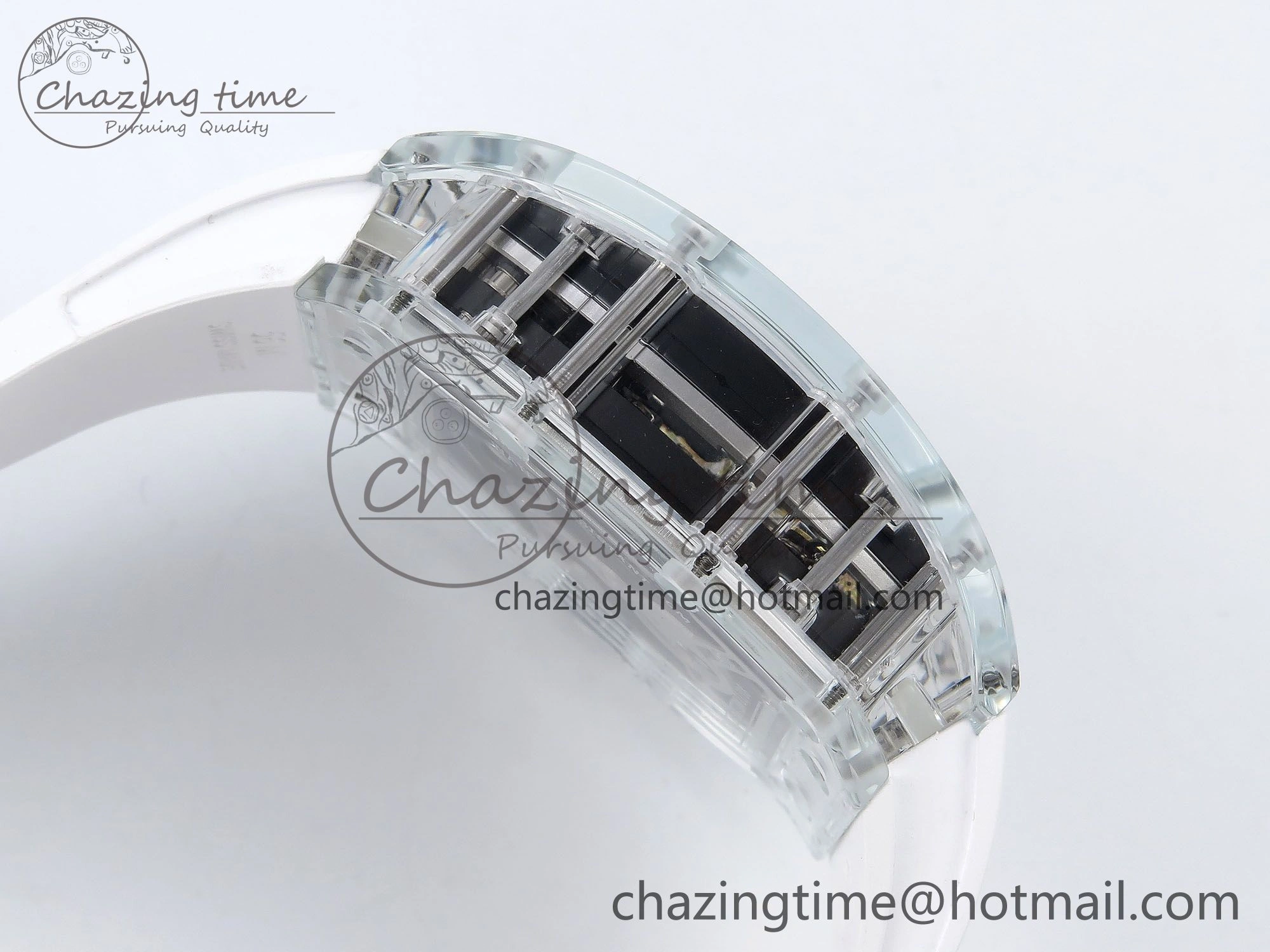 RM51 Transparent Tourbillon RMF Best Edition Tiger Dragon Dial on White Rubber Strap