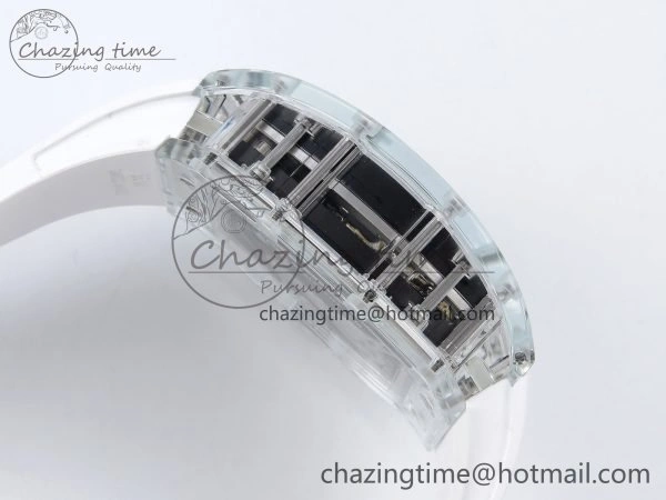 RM51 Transparent Tourbillon RMF Best Edition Tiger Dragon Dial on White Rubber Strap