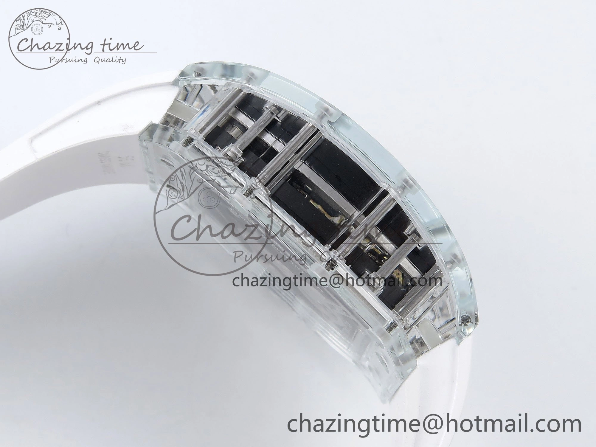 RM51 Transparent Tourbillon RMF Best Edition Tiger Dragon Dial on White Rubber Strap