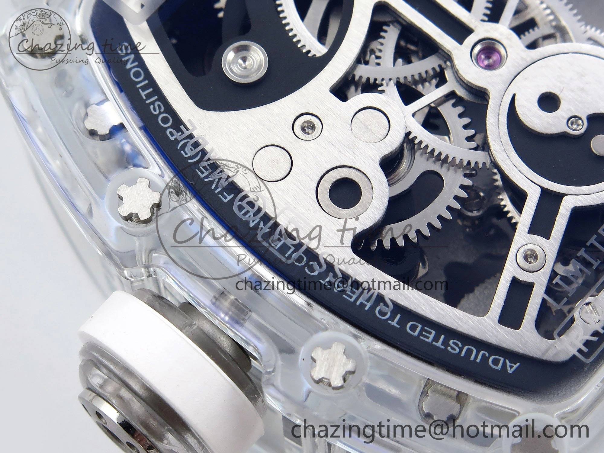 RM51 Transparent Tourbillon RMF Best Edition Tiger Dragon Dial on White Rubber Strap