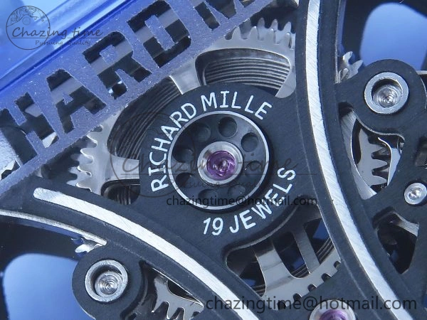 RM53-02 BLUE TRANSPARENT TOURBILLON RMF BEST EDITION SKELETON DIAL ON WHITE RUBBER STRAP V2